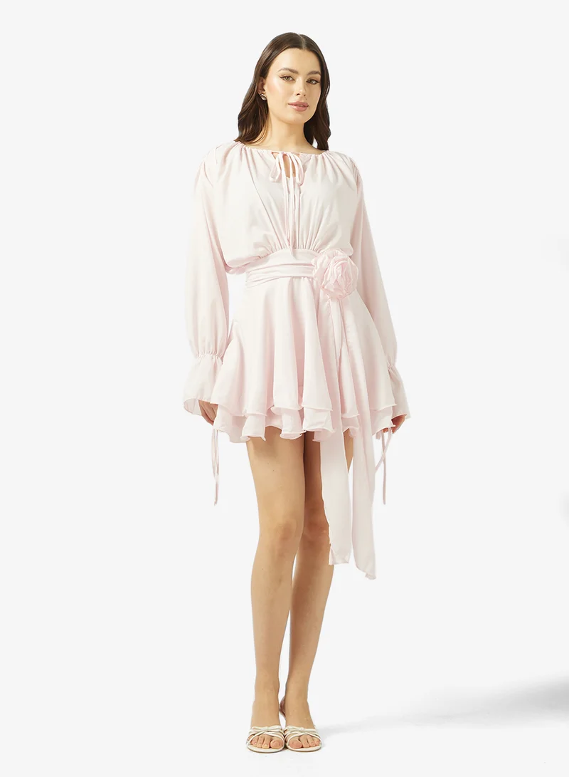 جينجر Gather Detail Dress with Crosage